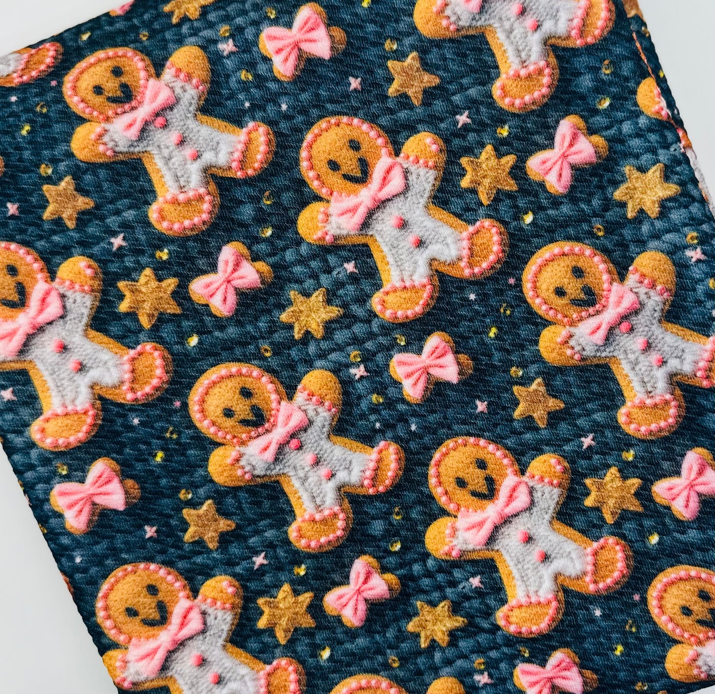 Ready to Ship Bullet Faux Quilted Pink Gingerbread makes great bows, head wraps, bummies, and more.