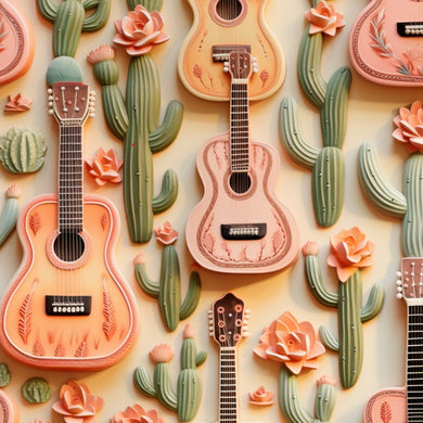 Made to Order 3D Floral Cactus Guitar Music Band Bullet, DBP, Rib Knit, Cotton Lycra + other fabrics