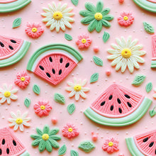 Load image into Gallery viewer, Made to Order 3D Floral Watermelon Food Bullet, DBP, Rib Knit, Cotton Lycra + other fabrics