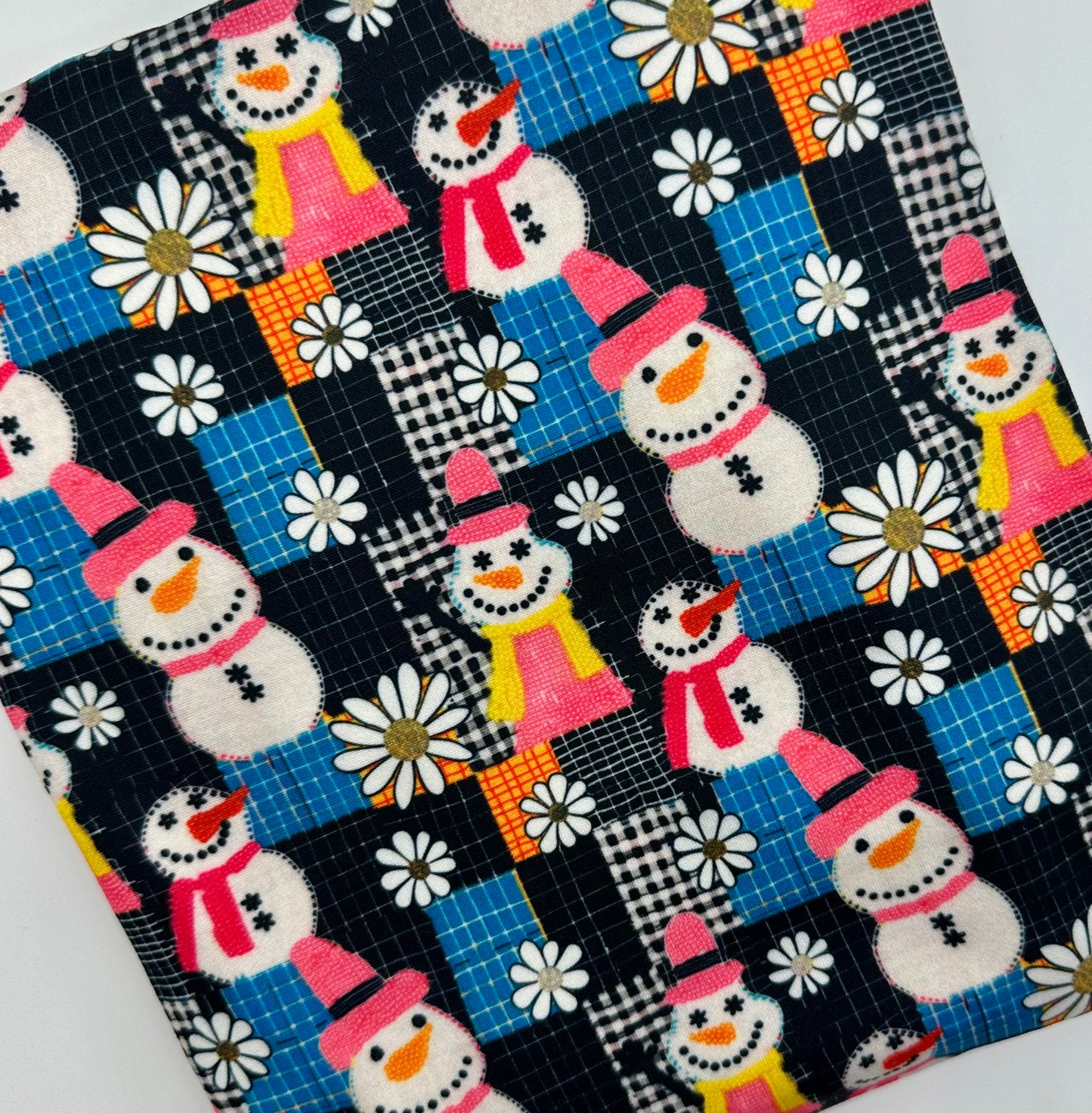Ready To Ship DBP Patchwork Floral Snowman Christmas makes great bows, head wraps, bummies, and more.