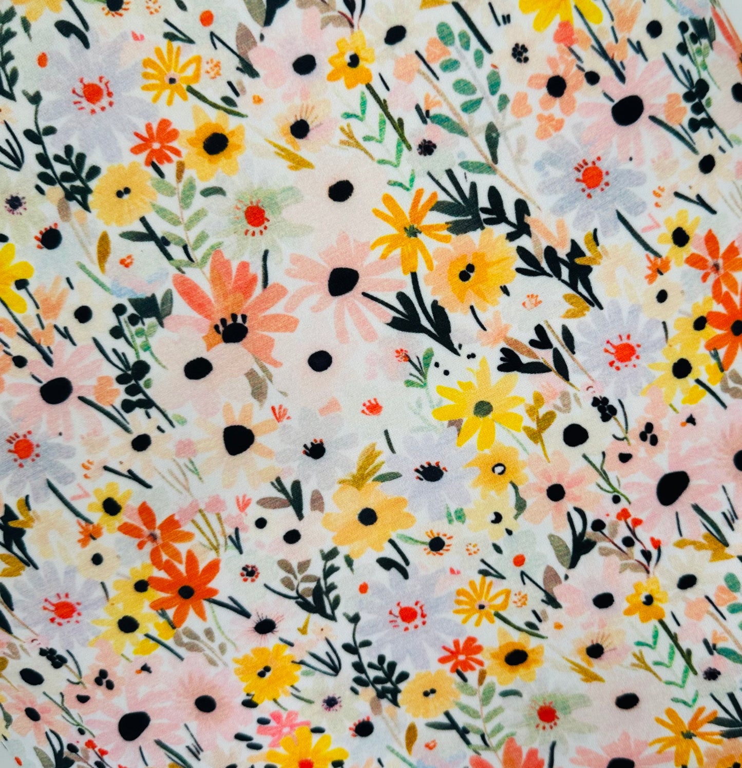 Pastel Spring Wildflowers Floral Bullet, DBP, Rib Knit, Velvet, Cotton Like Knits + other fabrics