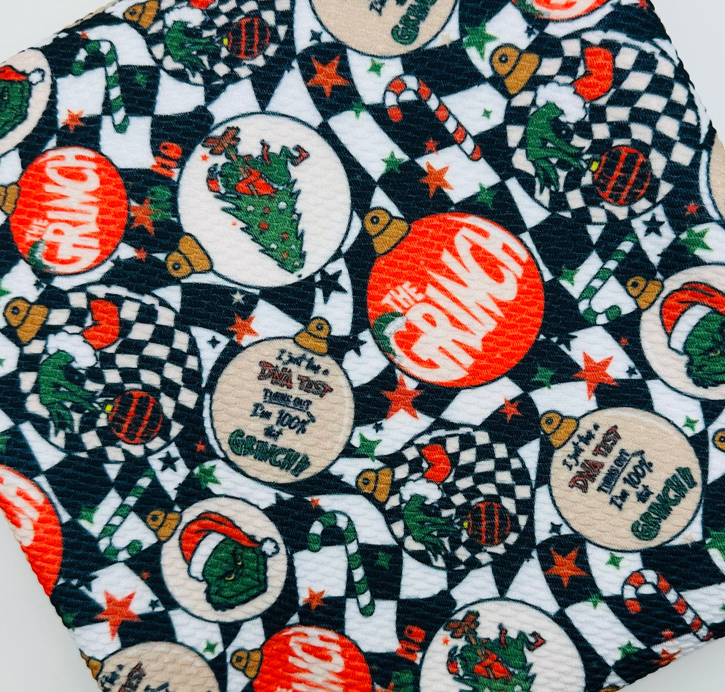 100% That Grinch Bundle in Tan, White, Pink, Olive and Plaids Bullet, DBP, Rib Knit + other fabrics