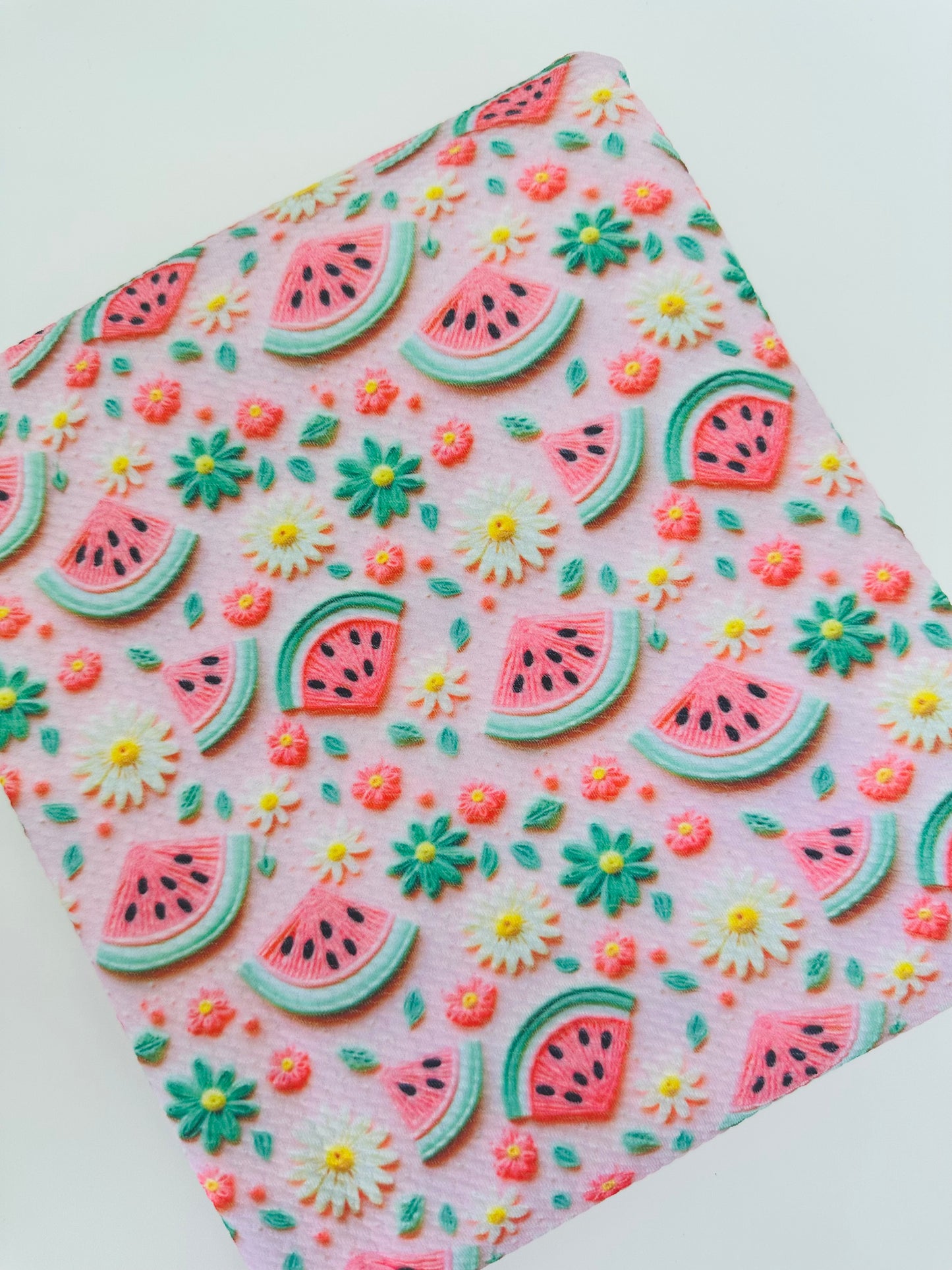 3D Floral Watermelon Food Bullet, DBP, Rib Knit, Velvet, Cotton Like Knits + other fabrics