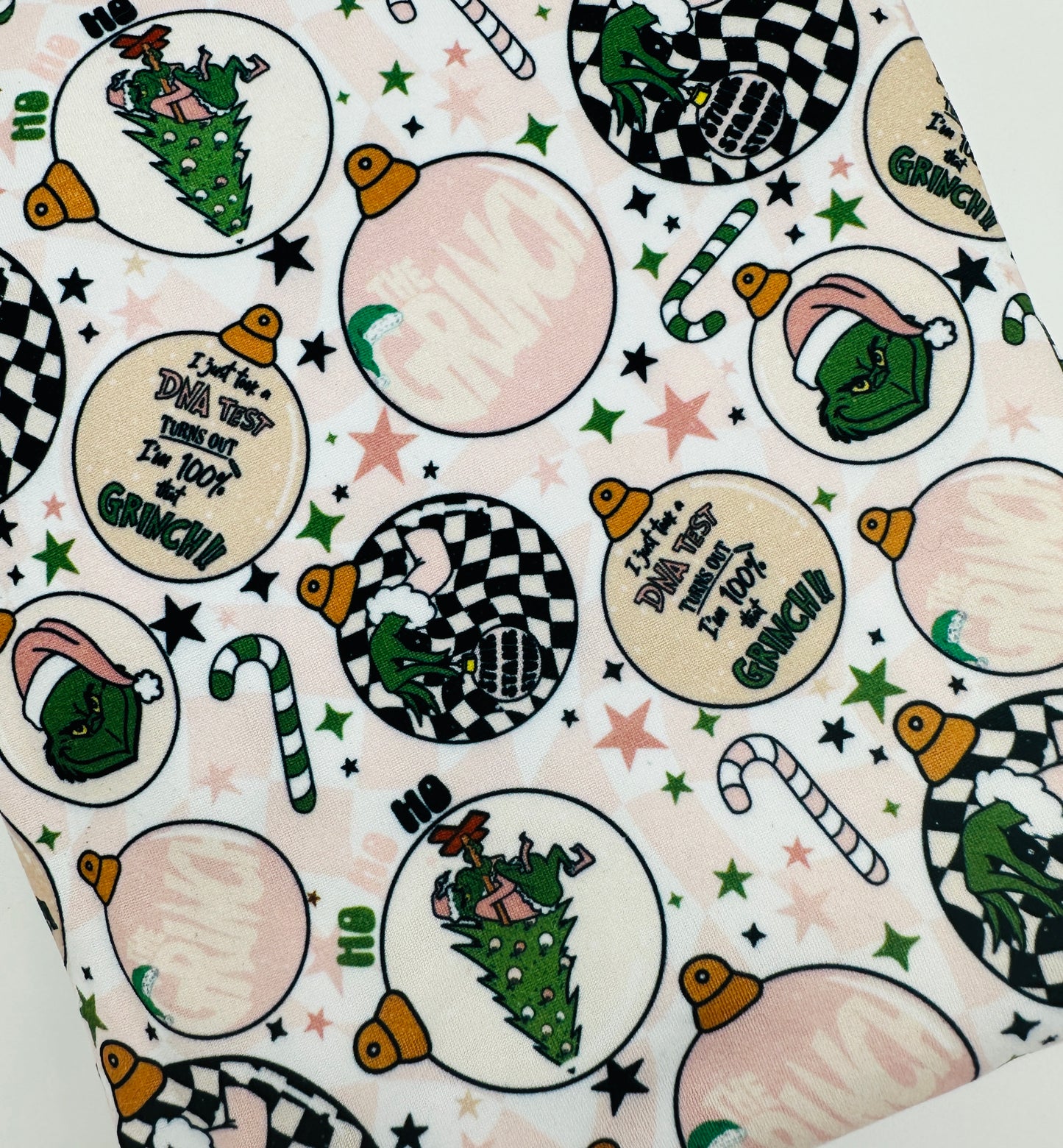 Ready to Ship DBP 100% That Grinch Pink/White Checkered makes great bows, head wraps, bummies, and more.