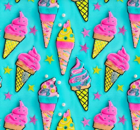 Faux 3D Summer Ice Cream Bullet, DBP, Rib Knit, Velvet, Cotton Like Knits + other fabrics