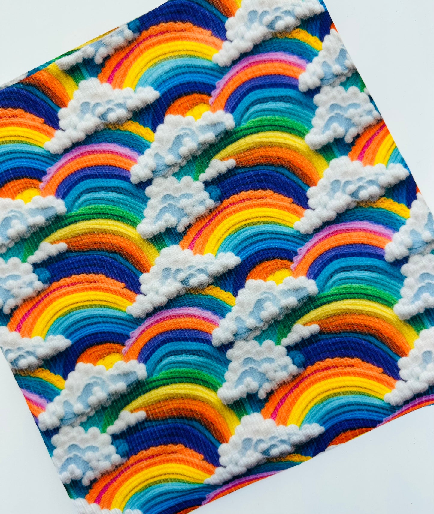 Faux Knitted Sweater Texture Rainbow Season Faux 3D Embroidery Look Bullet, DBP, Rib Knit, Velvet, Cotton Like Knits + other fabrics