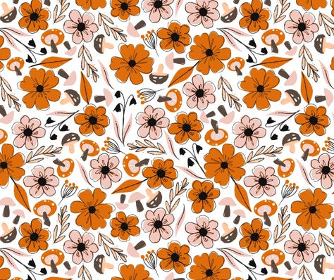 Fall Wildflower Floral & Mushrooms Bullet, DBP, Rib Knit + other fabrics