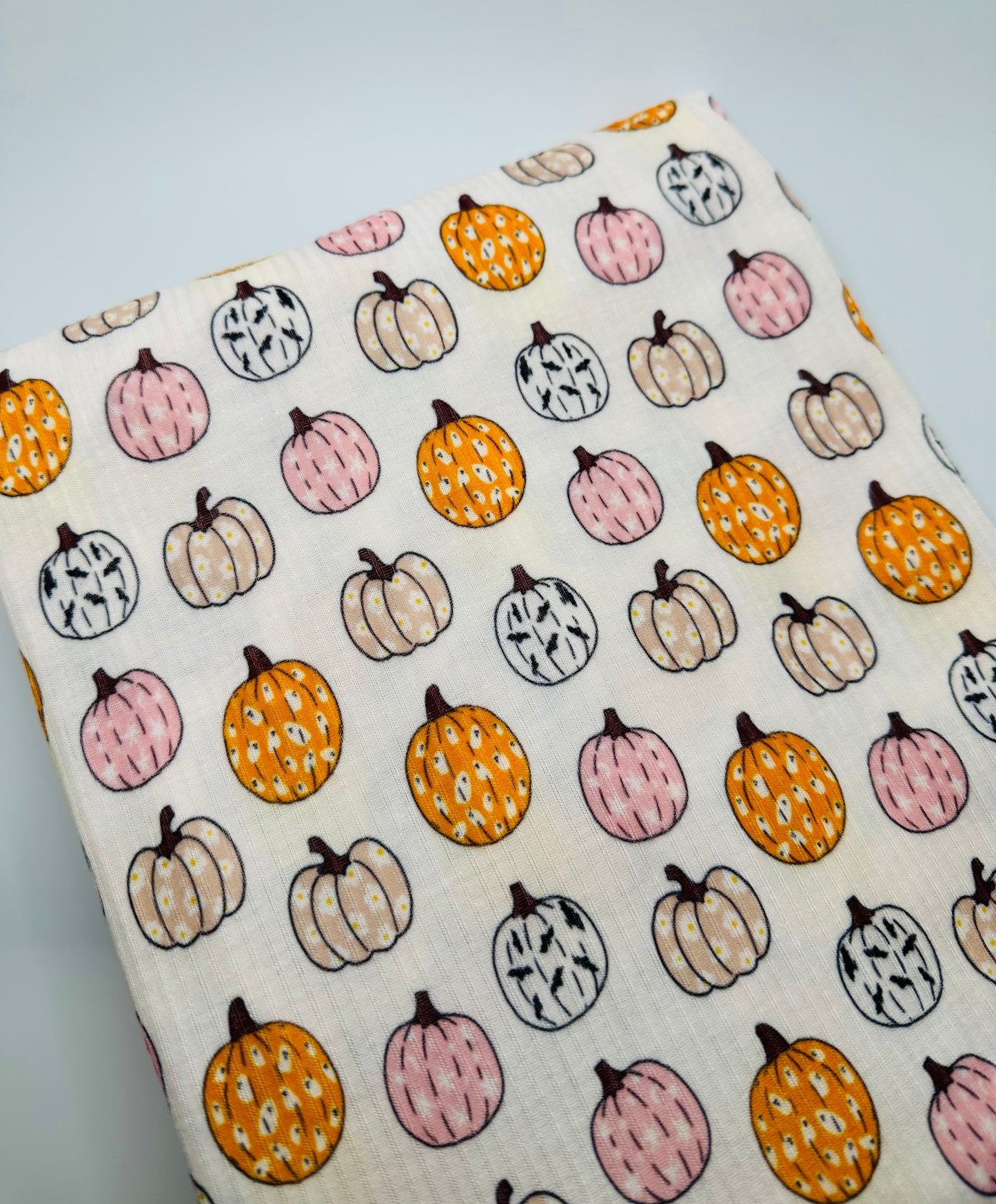 Ready to Ship Rib Knit Pattern Fall Pumpkins Halloween makes great bows, head wraps, bummies, and more.