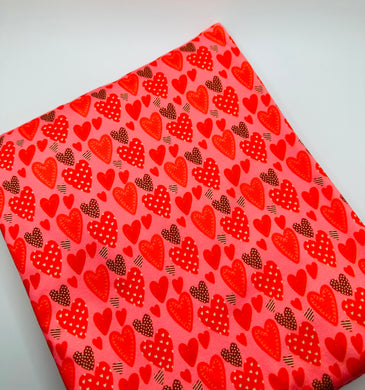 Ready to Ship French Terry Doodle Plaid Valentine Heart Shapes makes great bows, head wraps, bummies, and more.