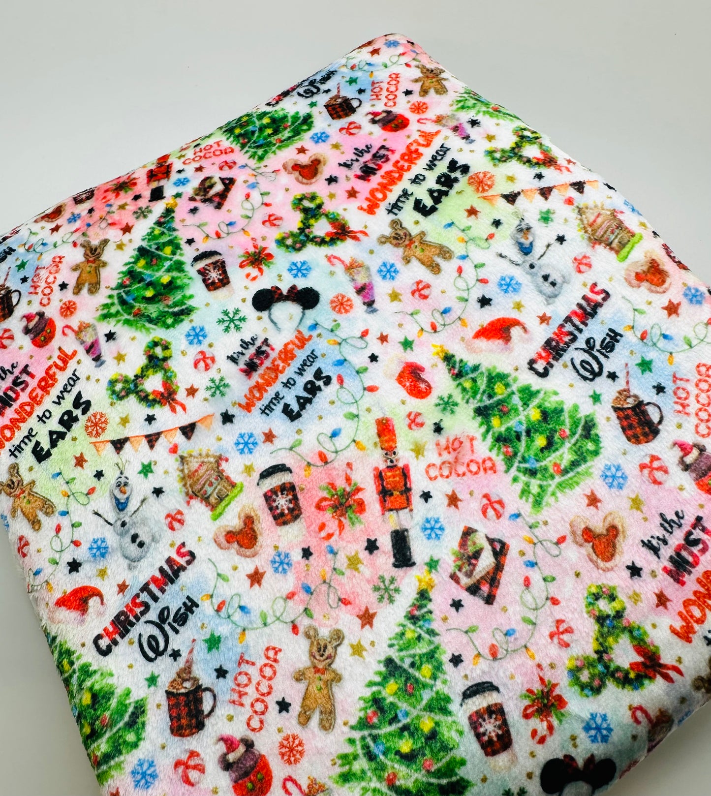 Ready to Ship Minky Most Wonderful Time Christmas Character Food makes great blankets, towels, and more.