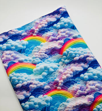 Ready to Ship Bullet fabric In The Clouds Rainbow Land Girl Seasons makes great bows, head wraps, bummies, and more.
