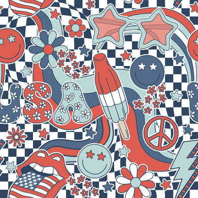 Made to Order Groovy Fourth of July Party Bullet, DBP, Rib Knit, Cotton Lycra + other fabrics