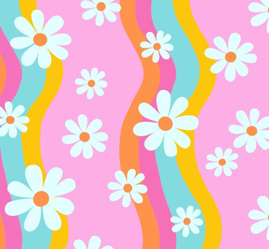 Made to Order Groovy Summer Daisy Floral Bullet, DBP, Rib Knit, Cotton Lycra + other fabrics