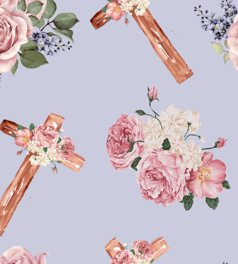 Easter Floral Christian Cross Bullet, DBP, Rib Knit, Velvet, Cotton Like Knits + other fabrics