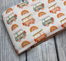 Load image into Gallery viewer, Ready to Ship Rib Knit Vintage Beach Bus Boho Seasons makes great bows, head wraps, bummies, and more.