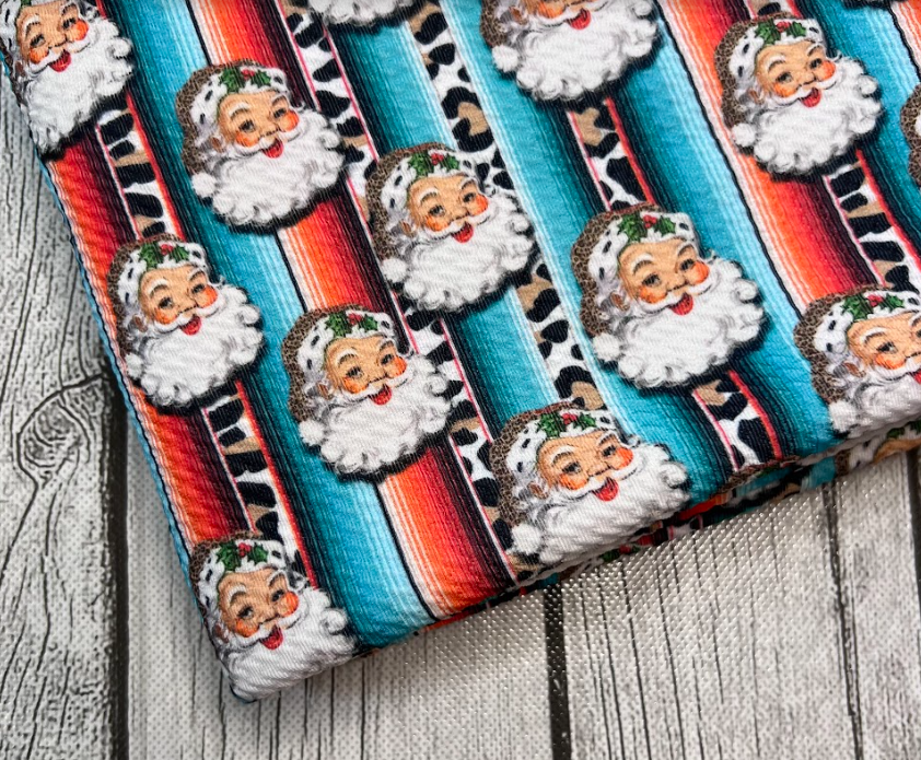Ready to Ship Bullet Serape Cheetah Santa Christmas makes great bows, head wraps, bummies, and more.