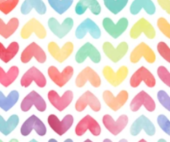 Ready to Ship Rib Knit Watercolor Rainbow Hearts Valentine makes great bows, head wraps, bummies, and more.