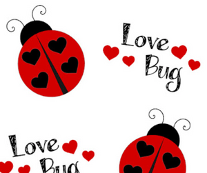 Ready to Ship Bullet fabric Love Bug Valentine Title Animal  makes great bows, head wraps, bummies, and more.