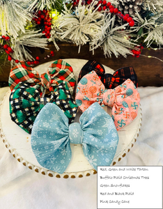 Christmas Knotted Headbands & Matching Bow on Clips