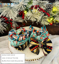 Load image into Gallery viewer, Christmas Knotted Headbands &amp; Matching Bow on Clips