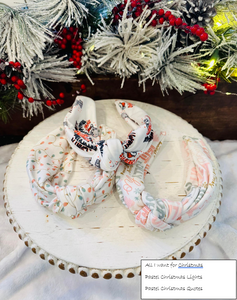 Christmas Knotted Headbands & Matching Bow on Clips