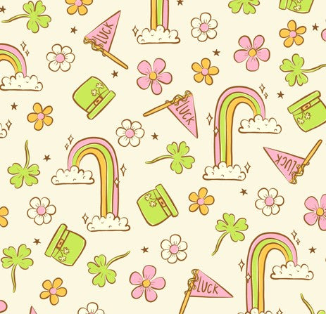 Floral Rainbow Luck St. Patrick's Day Bullet, DBP, Rib Knit, Velvet, Cotton Like Knits + other fabrics