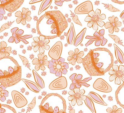 Easter Egg Hunt Floral Bunny Eggs Bullet, DBP, Rib Knit, Velvet, Cotton Like Knits + other fabrics