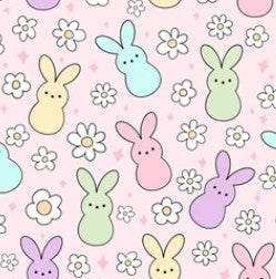Floral Easter Bunny Peeps Bullet, DBP, Rib Knit, Velvet, Cotton Like Knits + other fabrics
