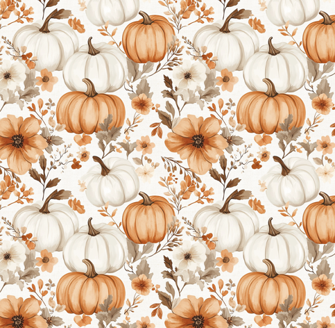 Vintage Fancy Fall Floral Pumpkins Bullet, DBP, Rib Knit, Velvet, Cotton Like Knits + other fabrics