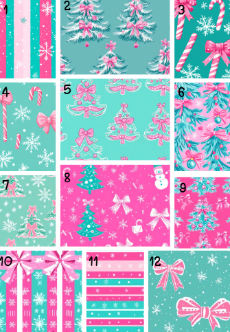 Pink Christmas Coordinating Prints Bullet, DBP, Rib Knit, Velvet, Cotton Like Knits + other fabrics