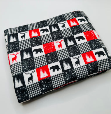 Ready to Ship French Terry Buffalo Plaid Christmas Animal makes great bows, head wraps, bummies, and more.