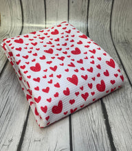 Load image into Gallery viewer, Ready to Ship Bullet Doodle Red Hearts Valentine Shapes makes great bows, head wraps, bummies, and more.
