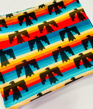 Load image into Gallery viewer, Ready to Ship Swim fabric Striped Thunderbirds Western Animals Shapes makes great bows, head wraps, bummies, and more.