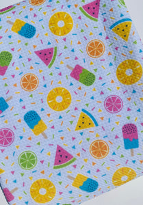 Pre-Order Summer Fruit Ice Cream Treats Food Bullet, DBP, Rib Knit, Cotton Lycra + other fabrics