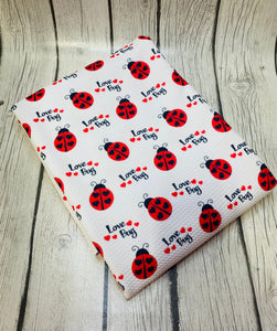 Ready to Ship Bullet fabric Love Bug Valentine Title Animal  makes great bows, head wraps, bummies, and more.
