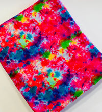 Load image into Gallery viewer, Ready to Ship Velvet Hot Pink and Teal Tie-Dye Paint Splat  makes great bows, head wraps, bummies, and more.