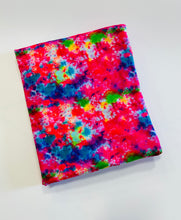 Load image into Gallery viewer, Ready to Ship Velvet Hot Pink and Teal Tie-Dye Paint Splat  makes great bows, head wraps, bummies, and more.