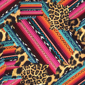 Pre-Order Western Cheetah Serape Animals Bullet, DBP, Rib Knit, Cotton Lycra + other fabrics