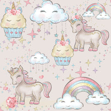 Load image into Gallery viewer, Pre-Order Cupcake Unicorn Animals Girl Print Bullet, DBP, Rib Knit, Cotton Lycra + other fabrics