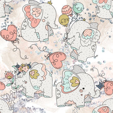 Load image into Gallery viewer, Pre-Order Elephants Balloon Animal Girl Print Bullet, DBP, Rib Knit, Cotton Lycra + other fabrics