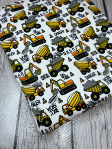 Pre-Order Bullet, DBP, Velvet and Rib Knit fabric Work Zone Construction Build It Boy Print makes great bows, head wraps, bummies, and more.