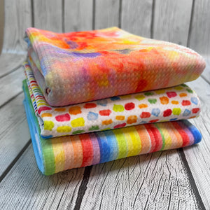 Pre-Order Watercolor Rainbow Shape Bundles Bullet, DBP, Rib Knit, Cotton Lycra + other fabrics