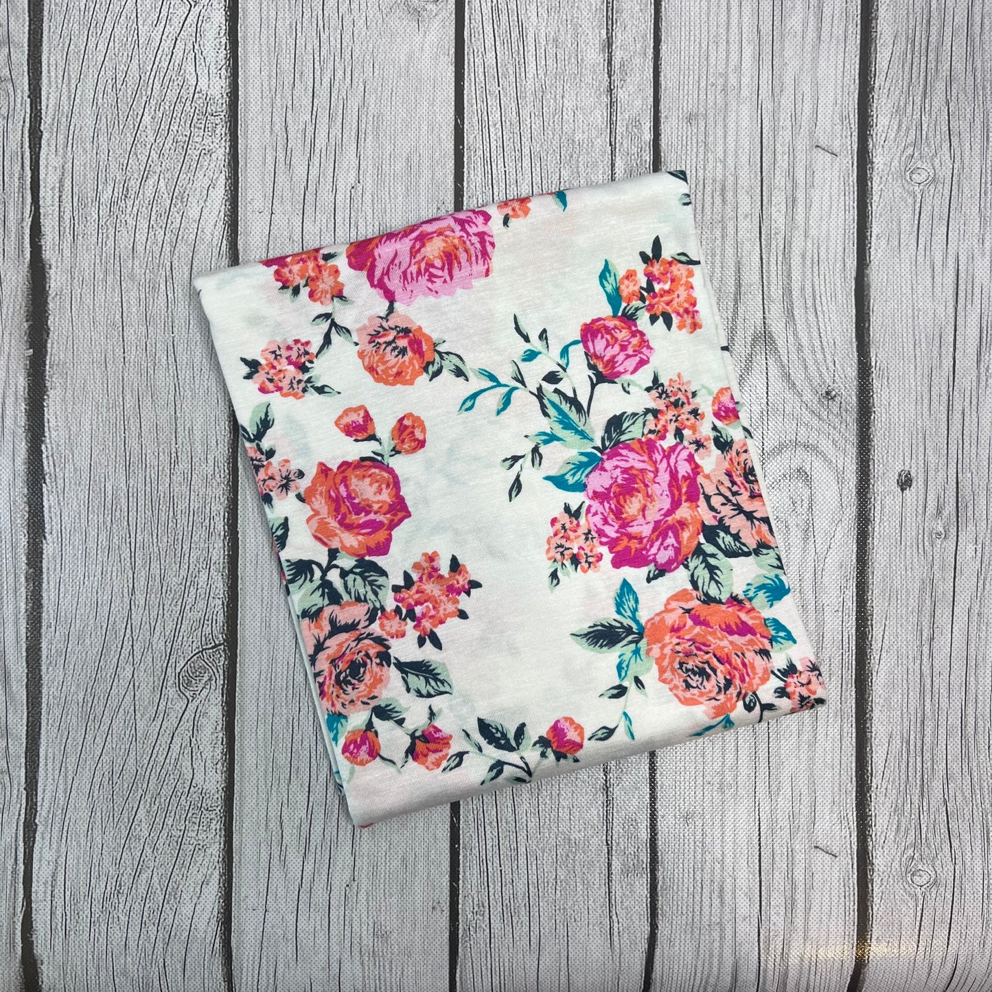 Ready to Ship DBP Thin Lightweight White Pink Orange Floral makes great bows, head wraps, bummies, and more.