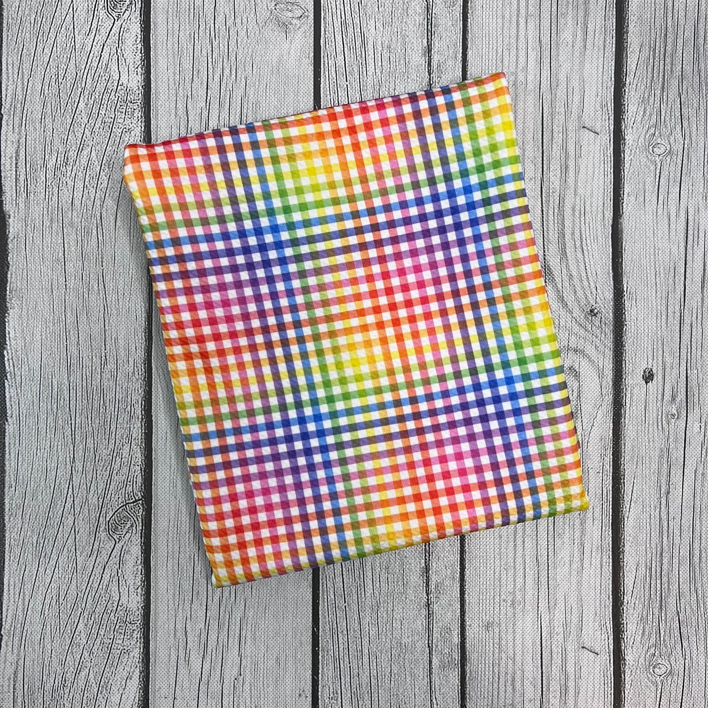 Ready to Ship Bullet Rainbow Plaid Shapes makes great bows, head wraps, bummies, and more.