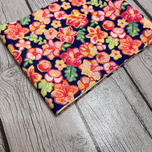 Load image into Gallery viewer, Pre-Cut Bullet Fabric Strips Navy Floral for headwraps, bows on nylons or clips 5.5-6x60