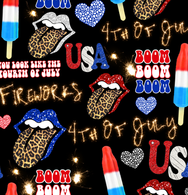 Pre-Order Bullet, DBP, Velvet and Rib Knit fabric Fourth of July Boom Boom Firework Pops makes great bows, head wraps, bummies, and more.