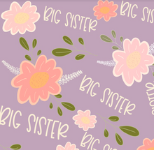 Load image into Gallery viewer, Pre-Order Bullet, DBP, Velvet and Rib Knit fabric Big Sister Lavender Title makes great bows, head wraps, bummies, and more.