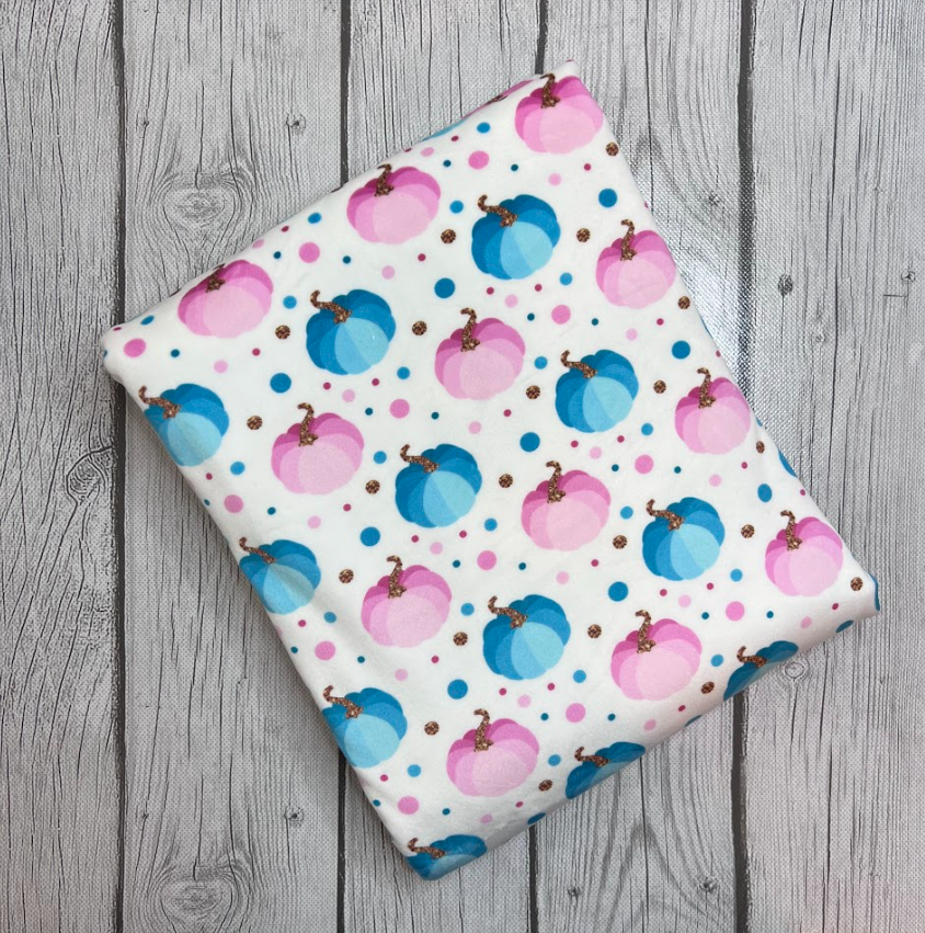 Ready to Ship Velvet Pink Blue Pumpkins Shapes Food makes great bows, head wraps, bummies, and more.