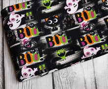 Load image into Gallery viewer, Pre-Order Bullet, DBP, Velvet and Rib Knit Halloween Boo Haunted House makes great bows, head wraps, bummies, and more.