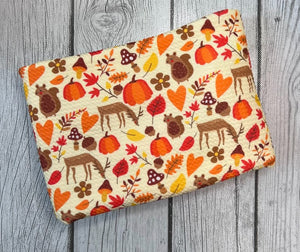 Pre-Order Autumn Creatures Fall Food Animals Bullet, DBP, Rib Knit, Cotton Lycra + other fabrics
